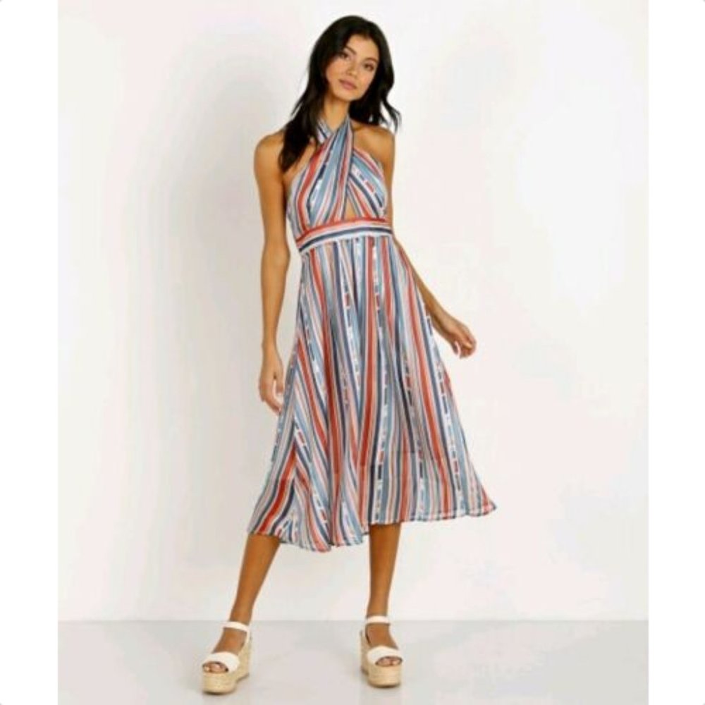 ASTR The Label (Small) Gemma Halter Keyhole Dress